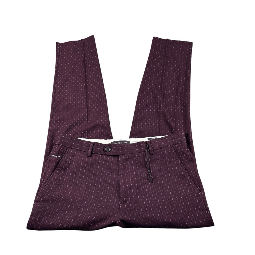 Scotch & Soda Maroon Pattern AOP Cotton Blend Mott Pant Size 32x32 NWOT